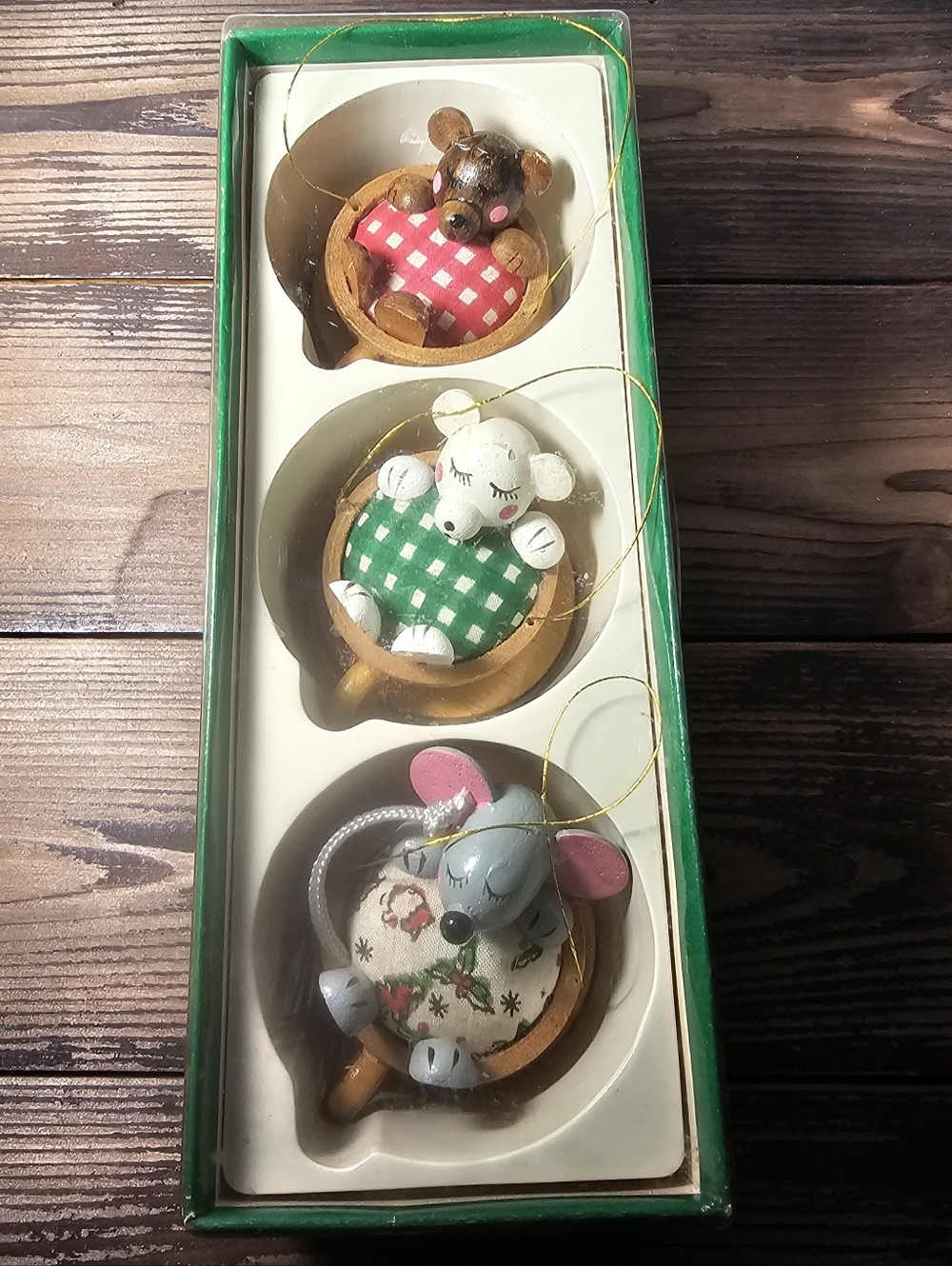 Vintage Dakin Woodpets Ornament Set – 3 Piece Woodland Animals w/ Box